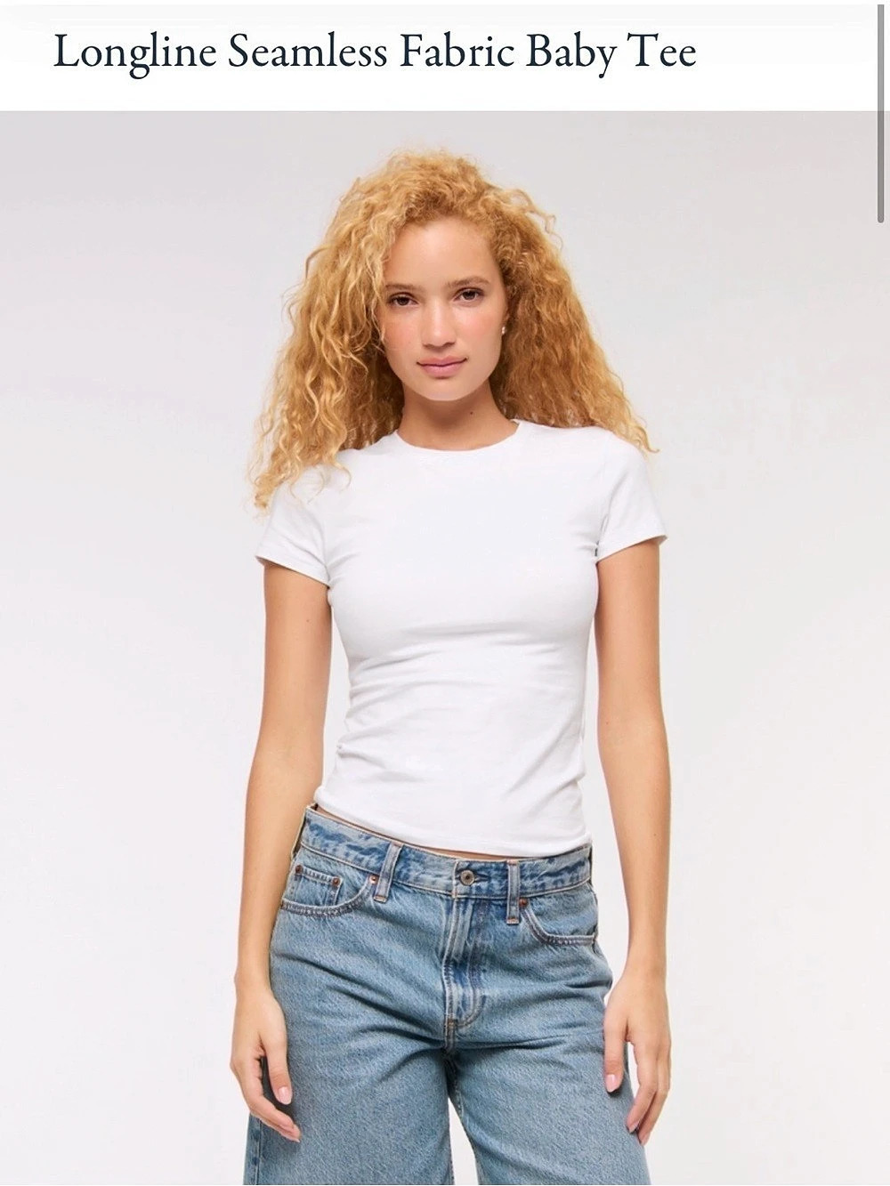 Abercrombie & Fitch Longline Seamless Fabric White Baby Tee